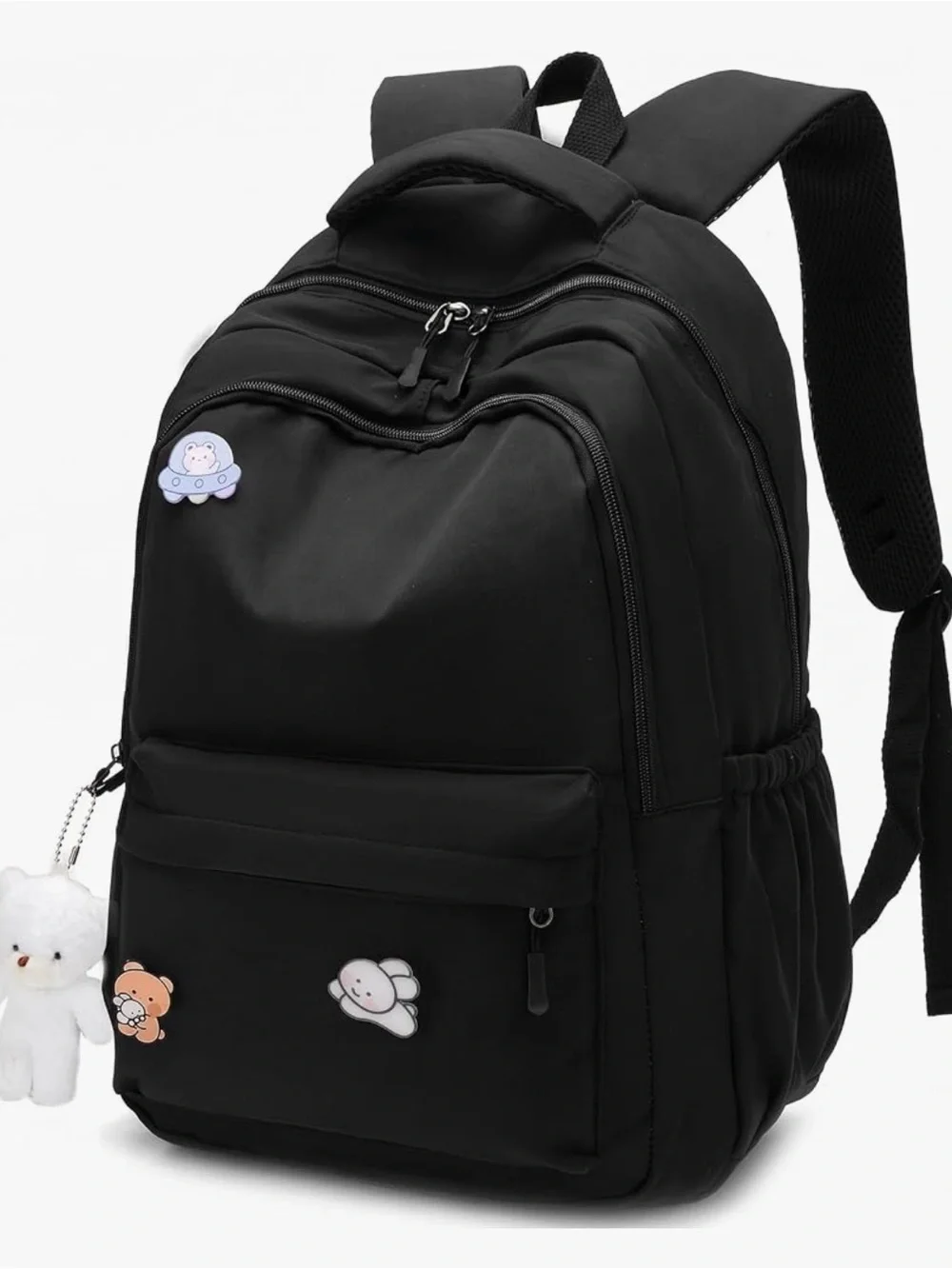 Black Kawaiii Backpack with Cute Charms - Stylish Everyday Bag